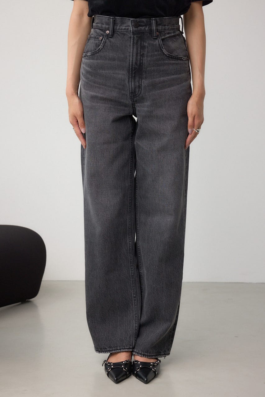 AZUL DENIM ハイウエストワイドロング丈 L/BLK S