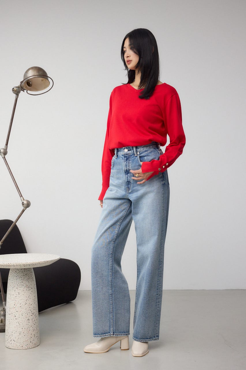 AZUL DENIM ハイウエストワイドロング丈 L/BLU M