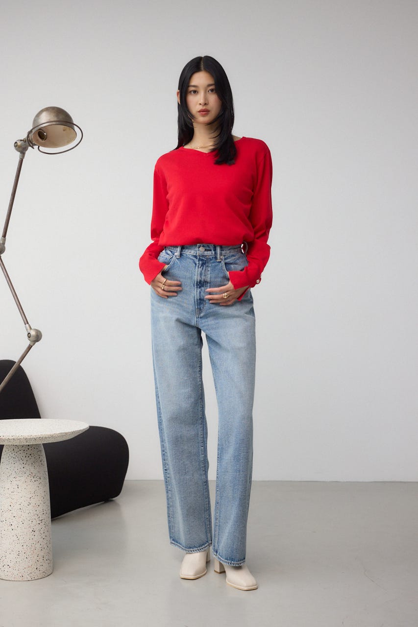 AZUL DENIM ハイウエストワイドロング丈 L/BLU M
