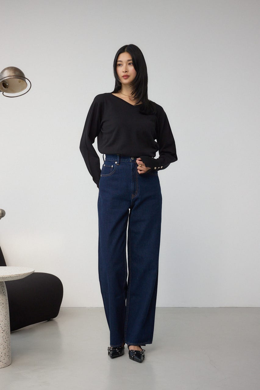 AZUL DENIM ハイウエストワイドロング丈 One Wash L