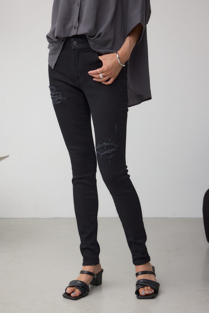 AZUL DENIM リペアスキニーデニム BLK M