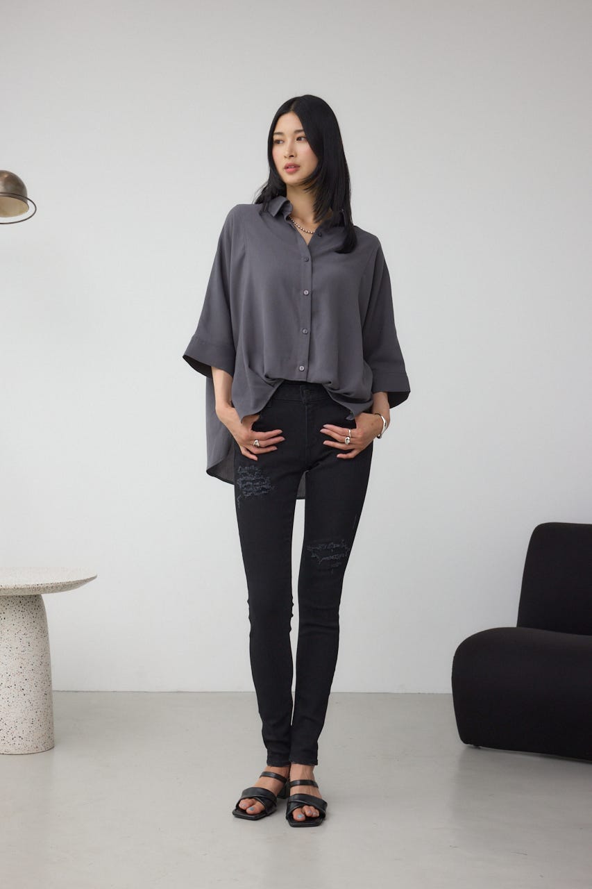 AZUL DENIM リペアスキニーデニム BLK M