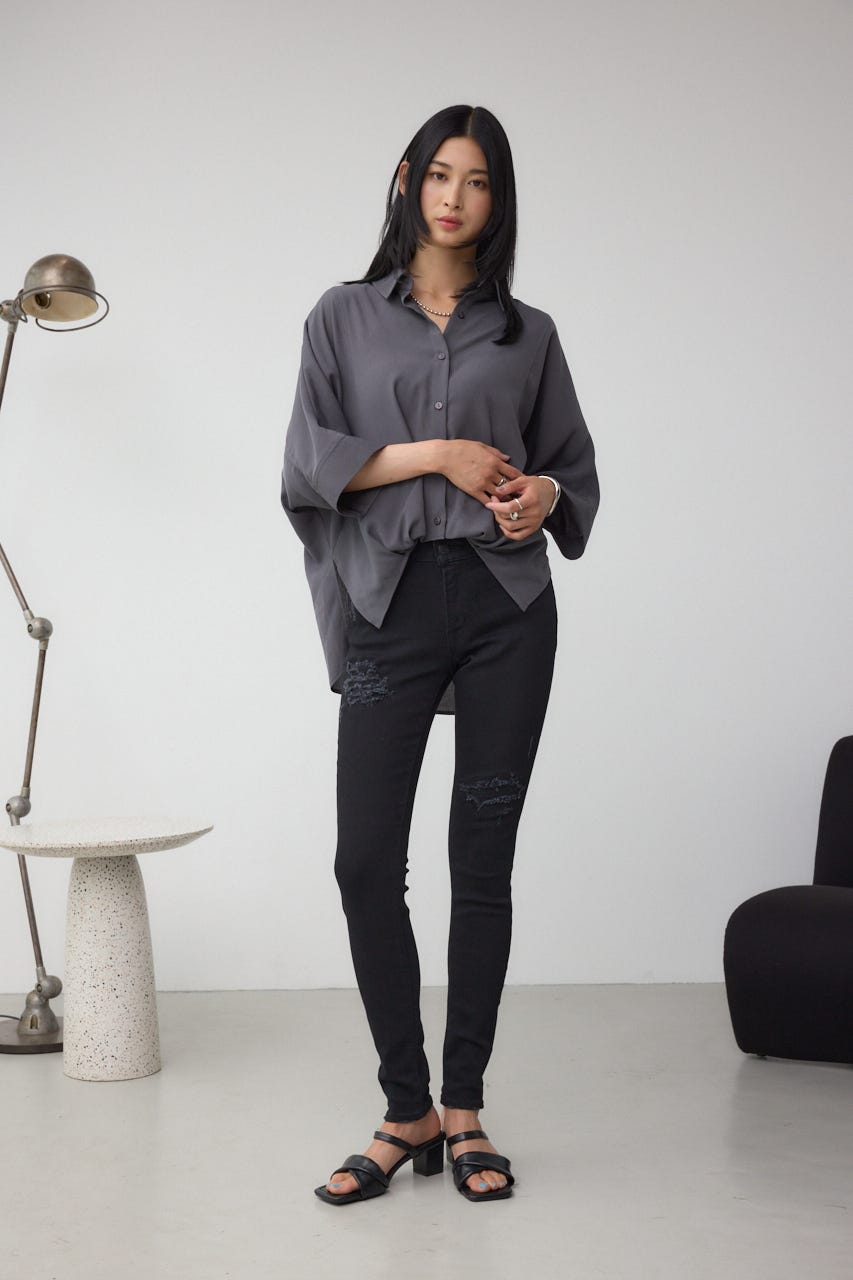 AZUL DENIM リペアスキニーデニム BLK M
