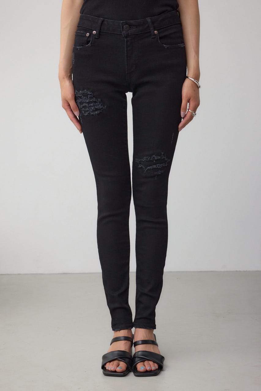 AZUL DENIM リペアスキニーデニム BLK M