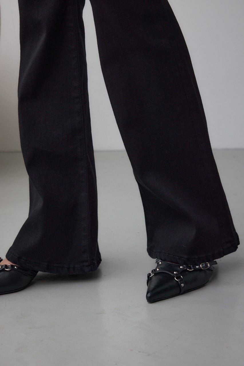 AZUL DENIM フレアデニムロング丈 BLK M
