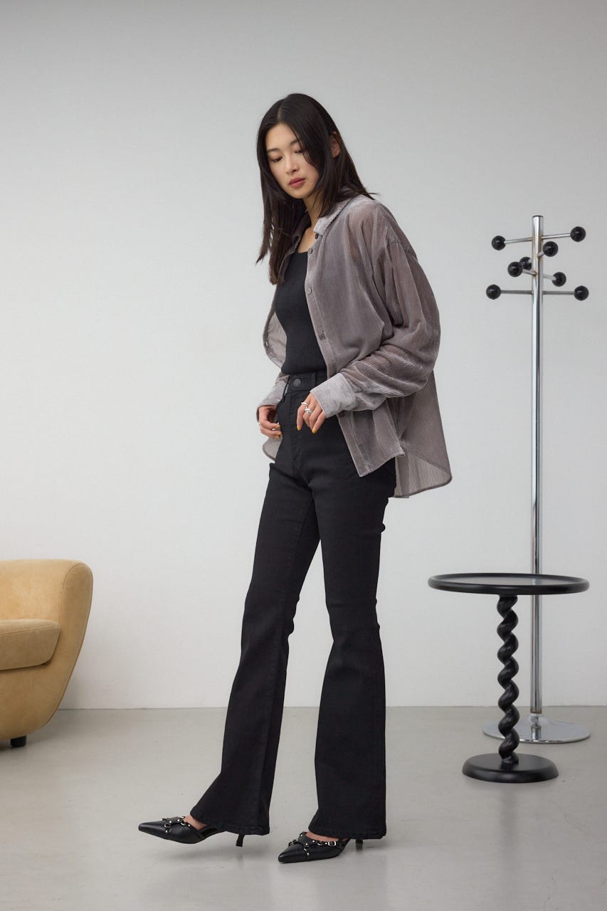 AZUL DENIM フレアデニムロング丈 BLK M