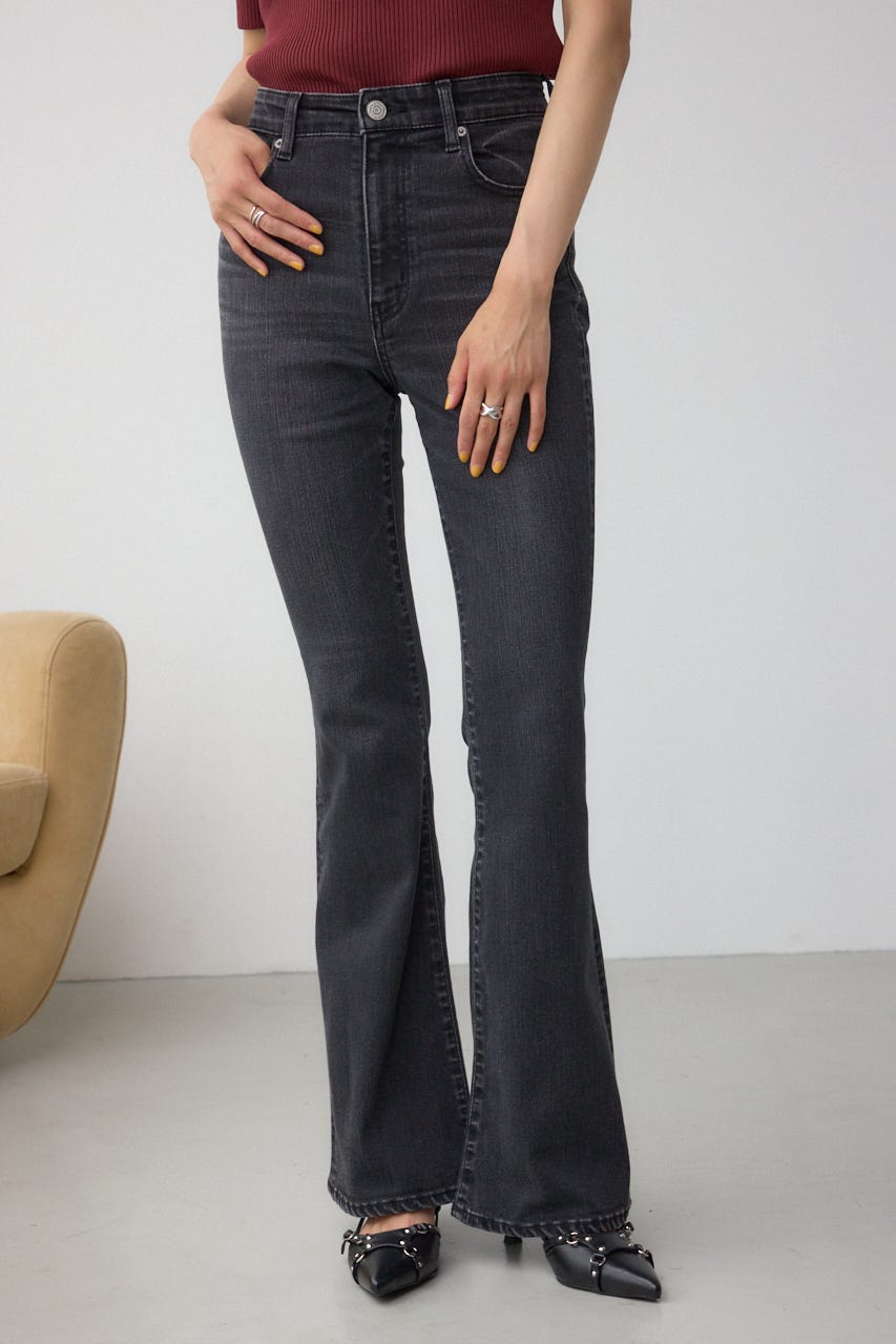 AZUL DENIM フレアデニムロング丈 L/BLK L