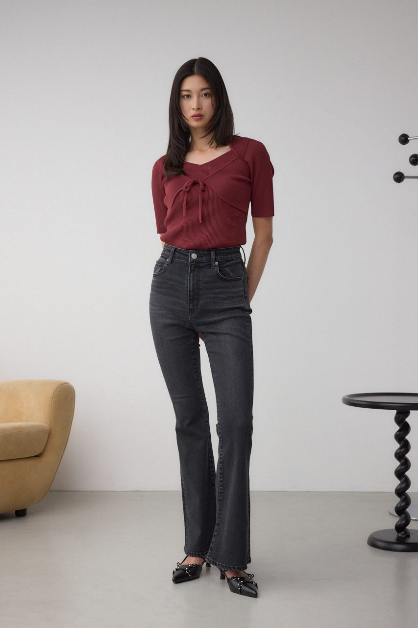 AZUL DENIM フレアデニムロング丈 L/BLK L