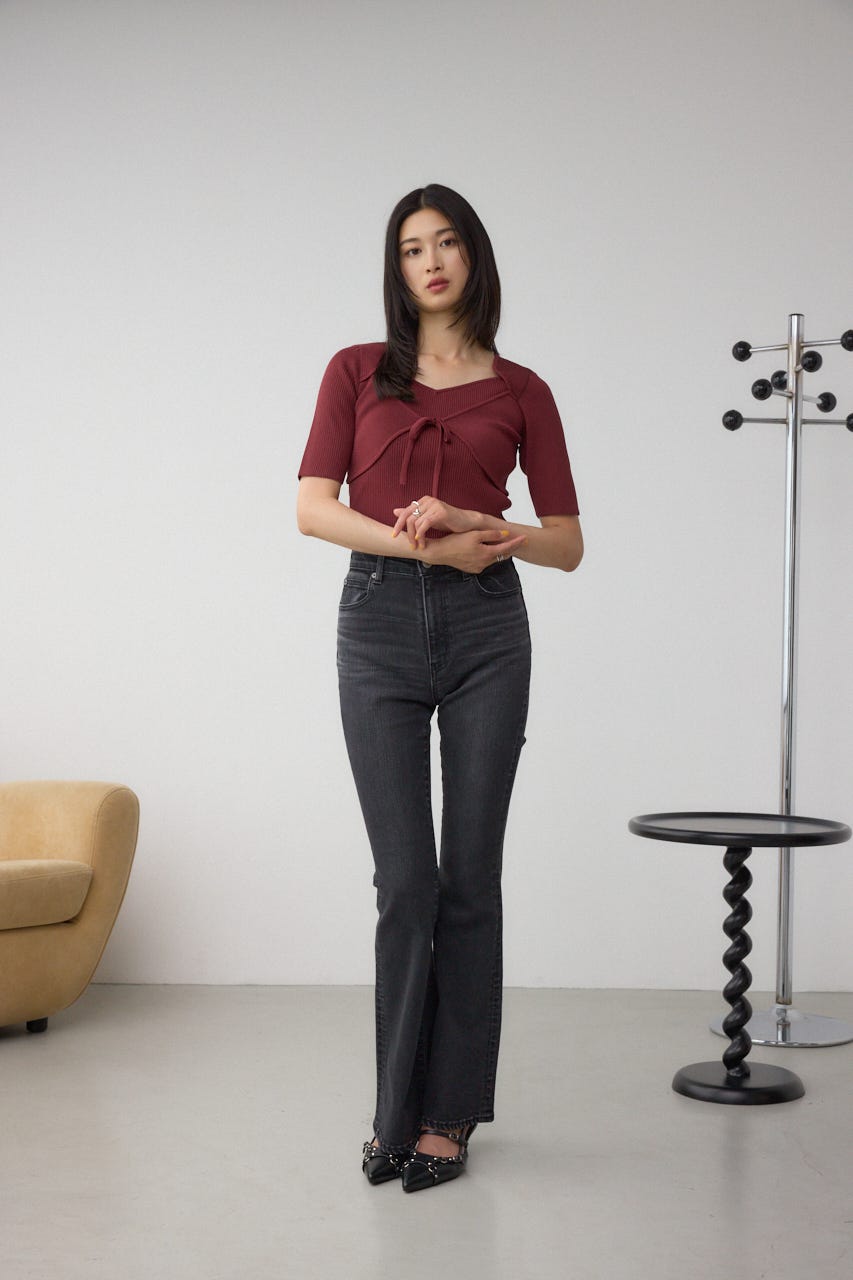 AZUL DENIM フレアデニムロング丈 L/BLK L