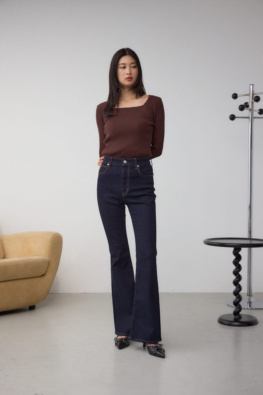 AZUL DENIM フレアデニムロング丈 One Wash S