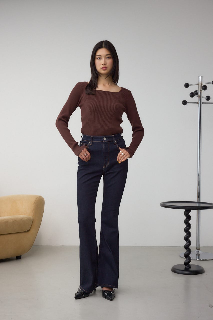 AZUL DENIM フレアデニムロング丈 One Wash S