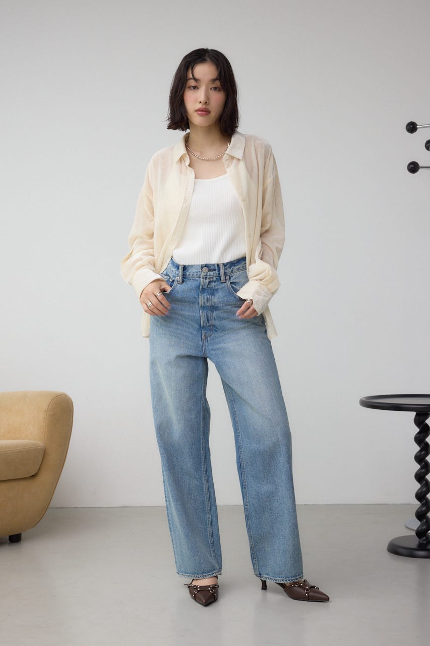ブラウス シャツ シアーコーデュロイ袖スリットボタンシャツ レディース AZUL BY MOUSSY | シアーコーデュロイ袖スリットボタンシャツ