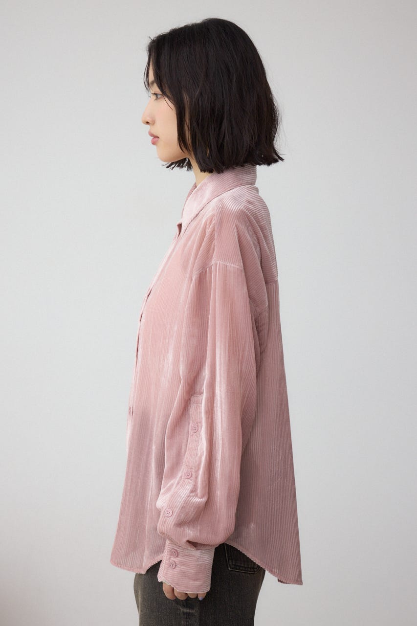 ブラウス シャツ シアーコーデュロイ袖スリットボタンシャツ レディース AZUL BY MOUSSY | シアーコーデュロイ袖スリットボタンシャツ