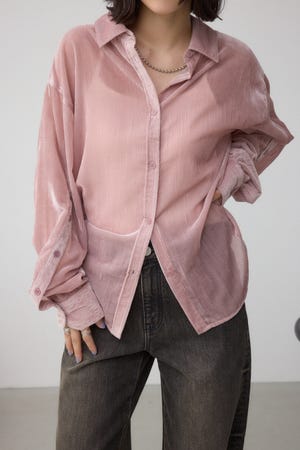シアーコーデュロイ袖スリットボタンシャツ