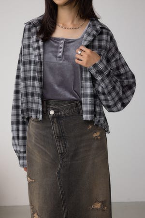 【着丈バリエ】アソートフリンジチェックシャツ