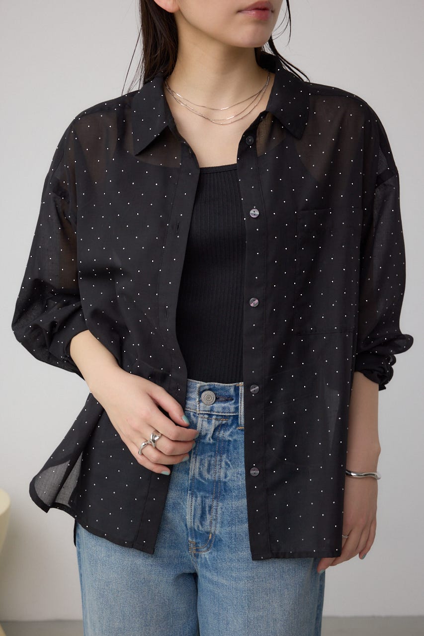 トップス STONE  AZUL BY MOUSSY | ラインストーンシャツ (シャツ・ブラウス