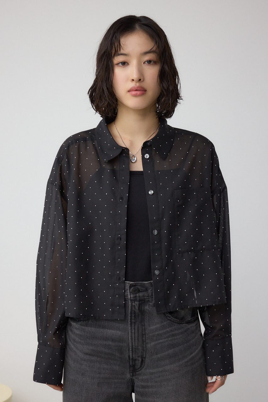 トップス STONE  AZUL BY MOUSSY | ラインストーンシャツ (シャツ・ブラウス