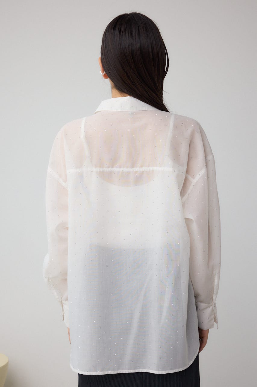 ラインストーンシャツ O/WHT S