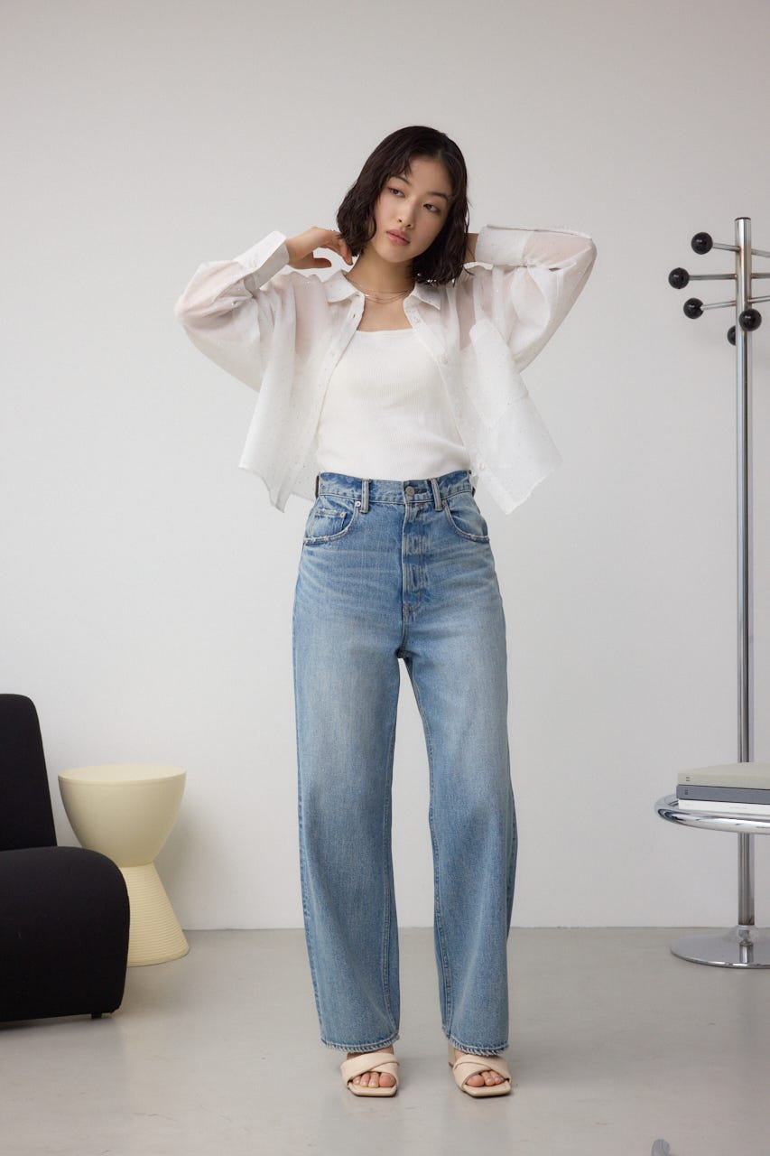 ラインストーンシャツ O/WHT S