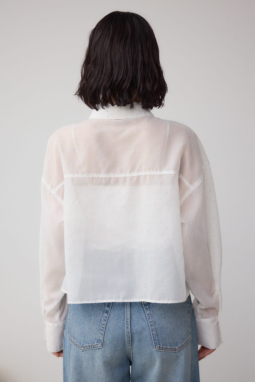 ラインストーンシャツ O/WHT S
