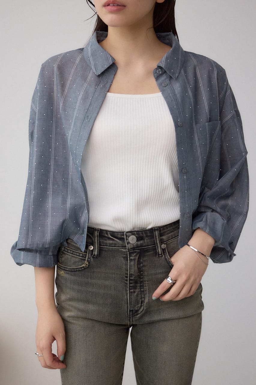 トップス STONE  AZUL BY MOUSSY | ラインストーンシャツ (シャツ・ブラウス