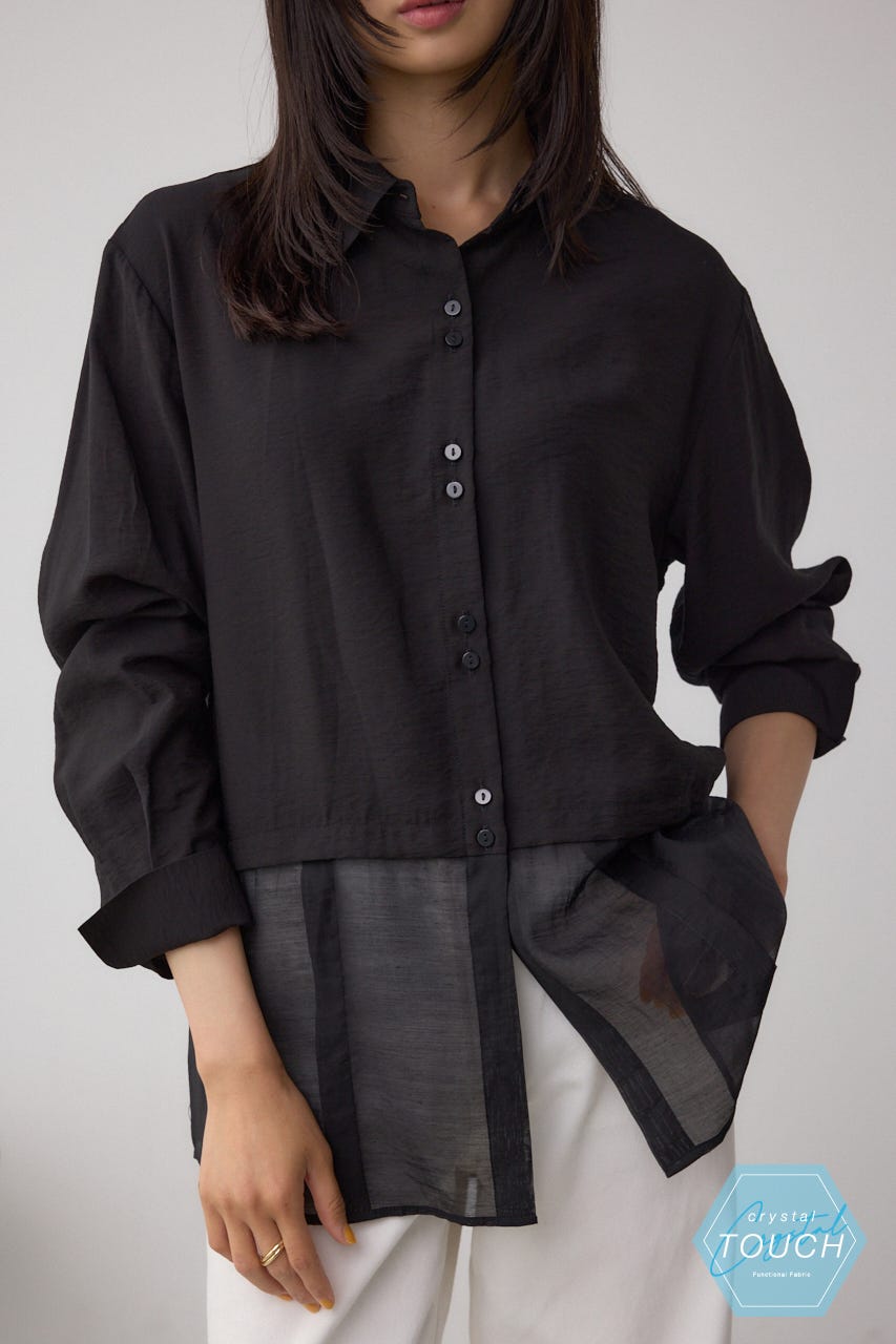 C/T冷感 切替シアーデザインシャツ BLK FREE