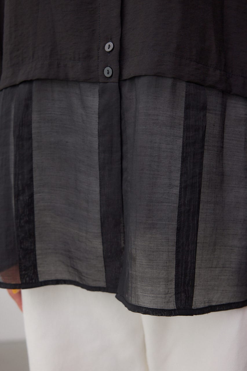 C/T冷感 切替シアーデザインシャツ BLK FREE