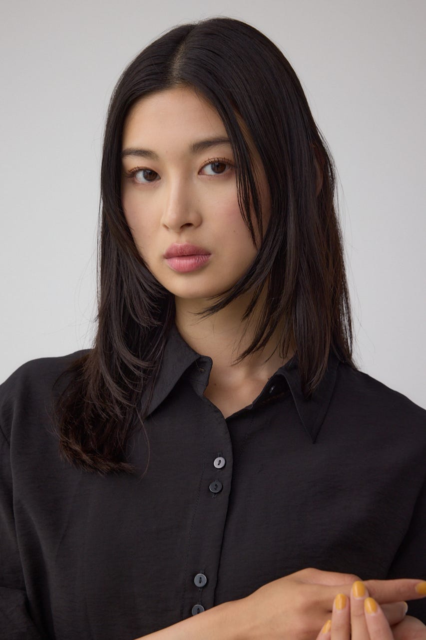 C/T冷感 切替シアーデザインシャツ BLK FREE