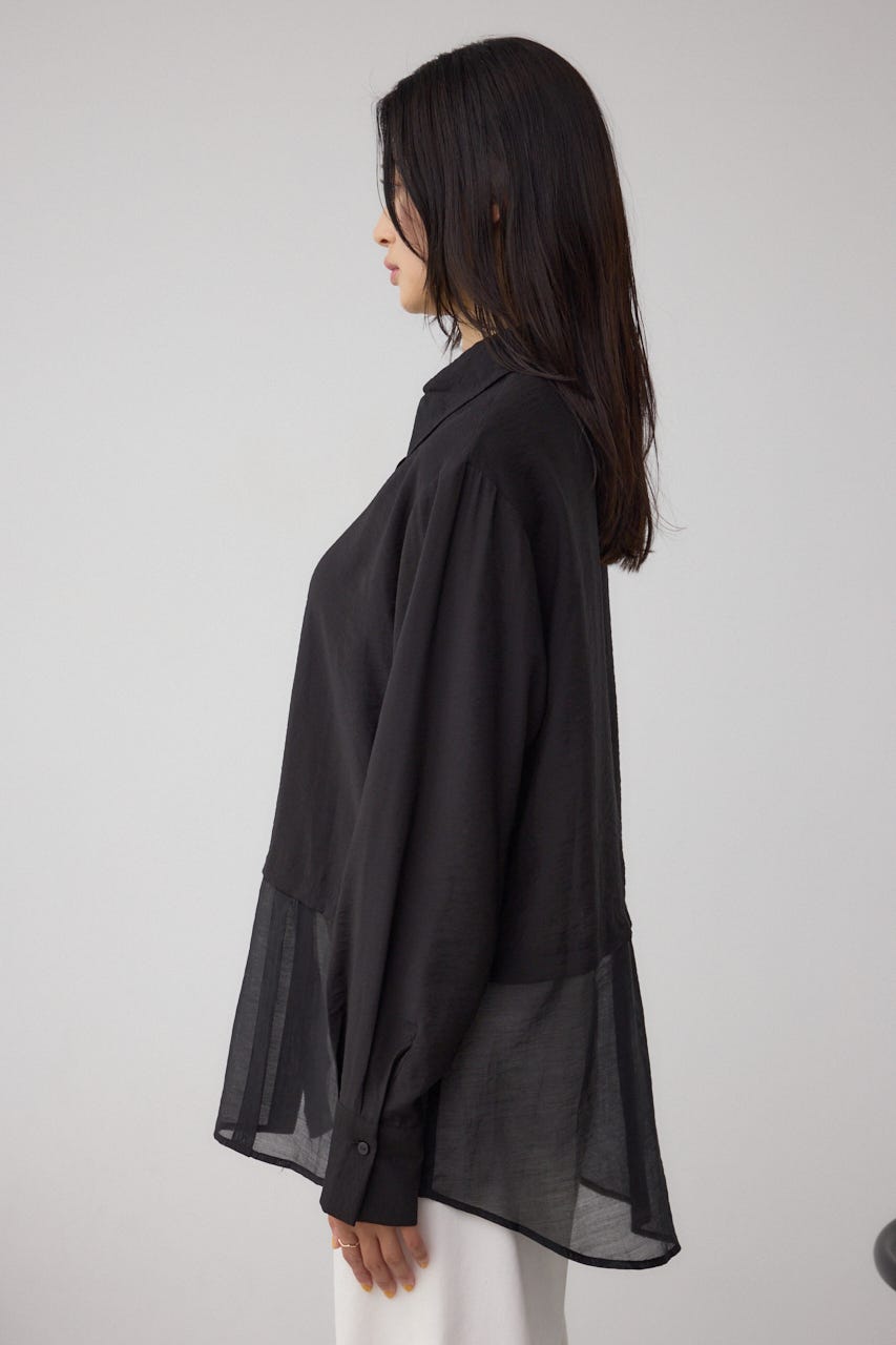 C/T冷感 切替シアーデザインシャツ BLK FREE