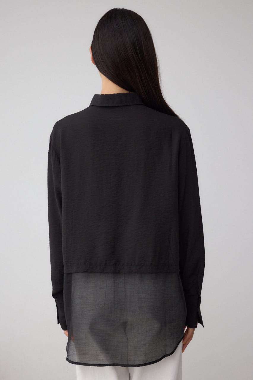 C/T冷感 切替シアーデザインシャツ BLK FREE