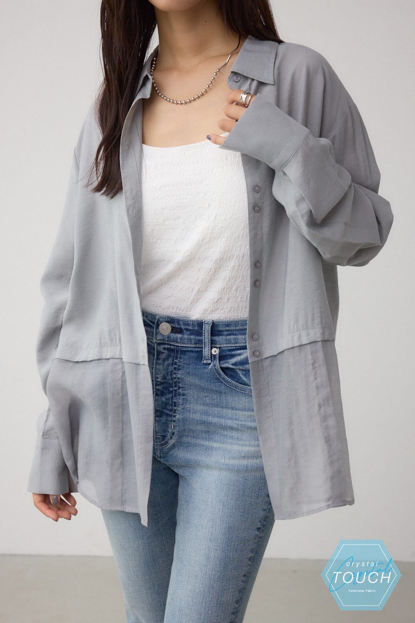 C/T冷感 切替シアーデザインシャツ GRY FREE