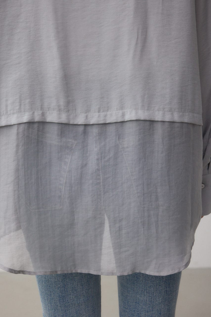 C/T冷感 切替シアーデザインシャツ GRY FREE