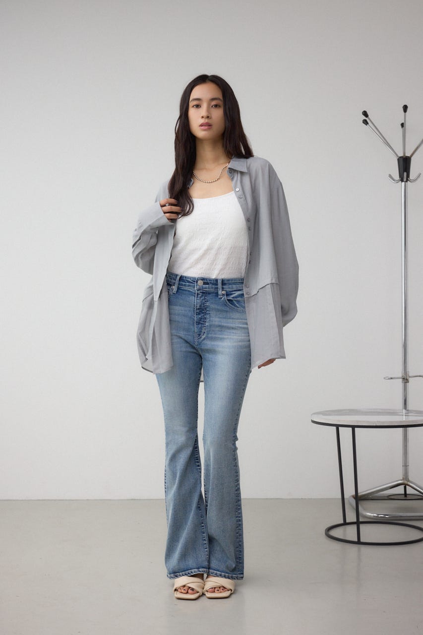 C/T冷感 切替シアーデザインシャツ GRY FREE