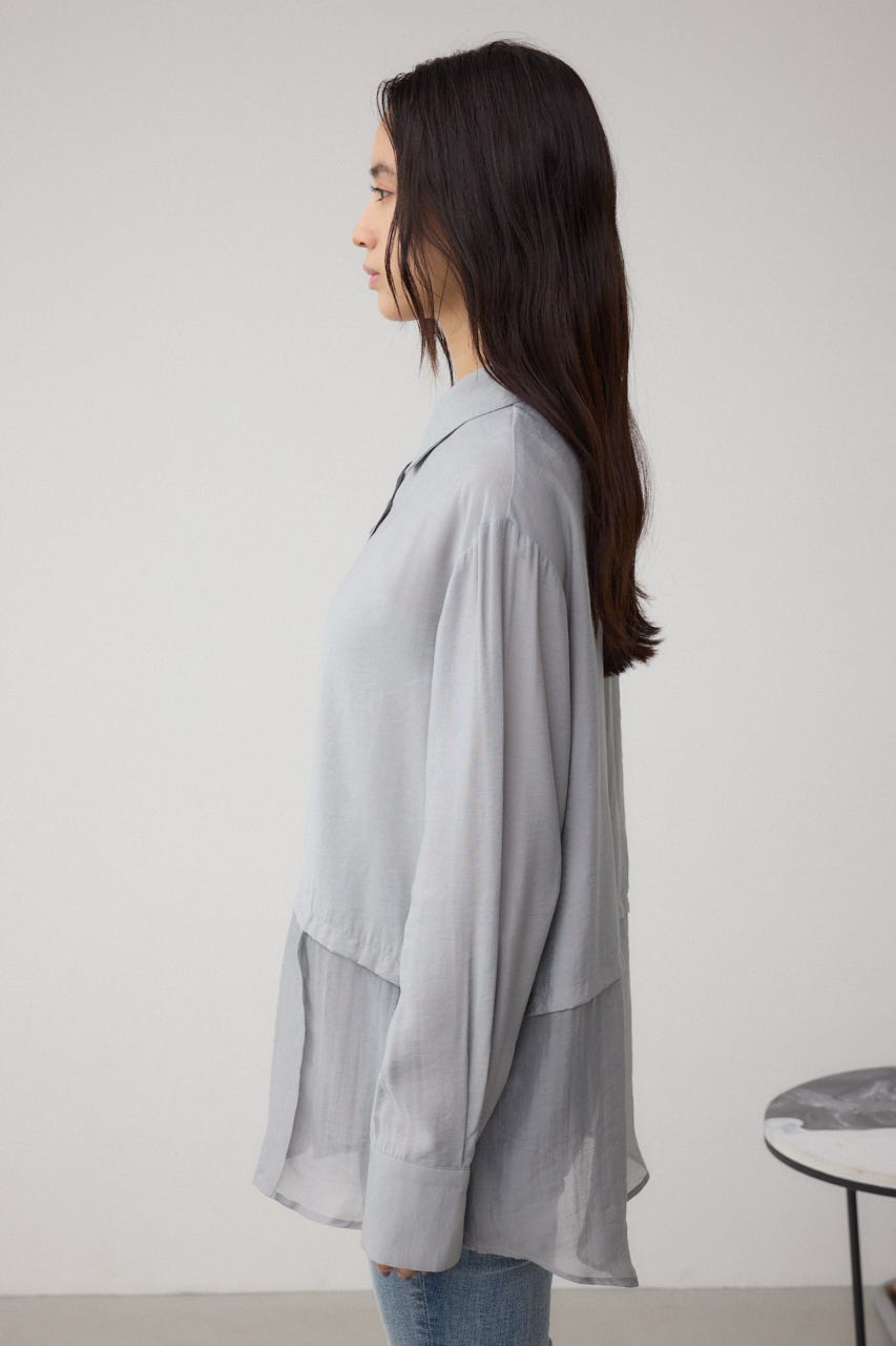 C/T冷感 切替シアーデザインシャツ GRY FREE