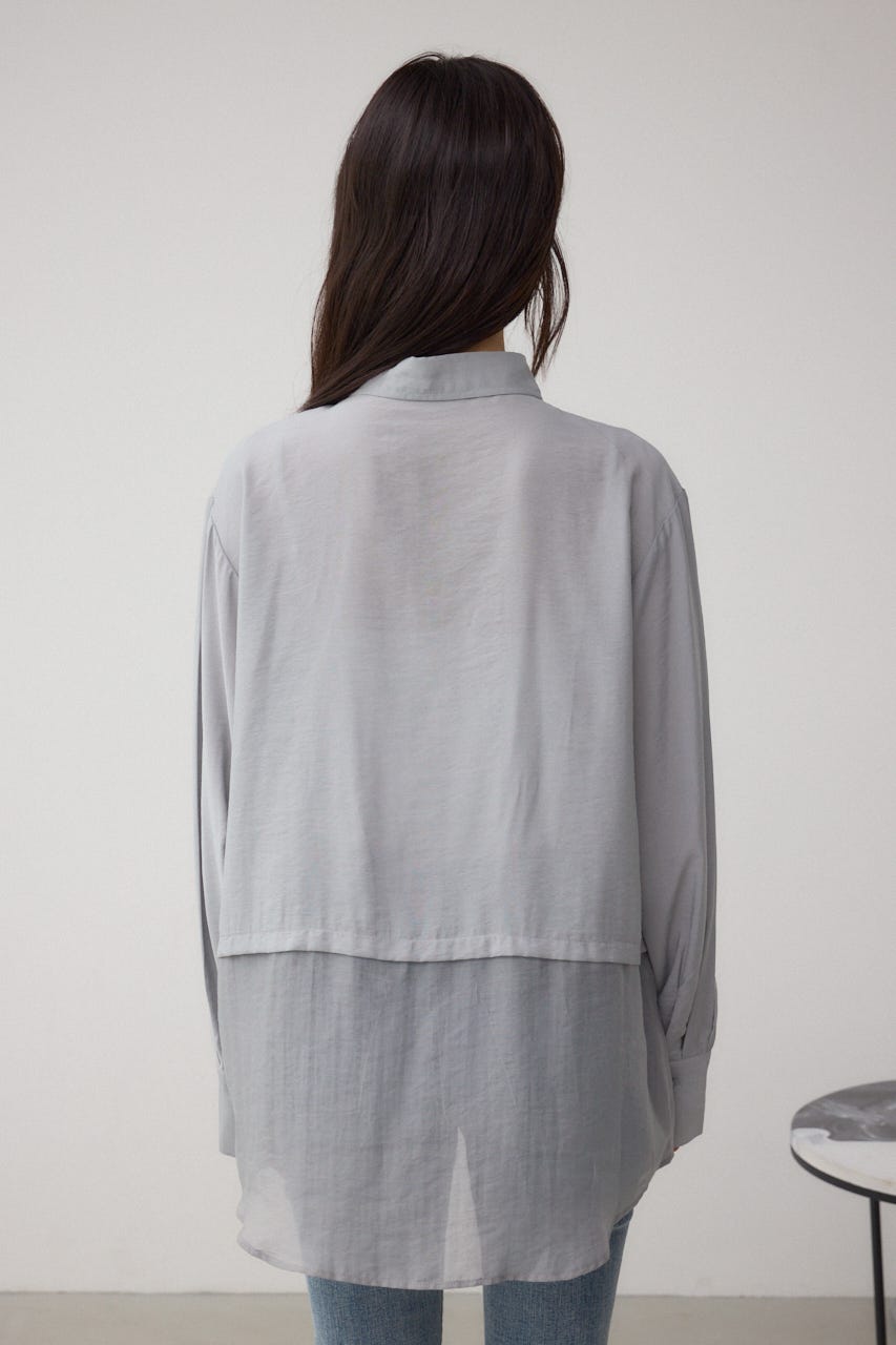 C/T冷感 切替シアーデザインシャツ GRY FREE