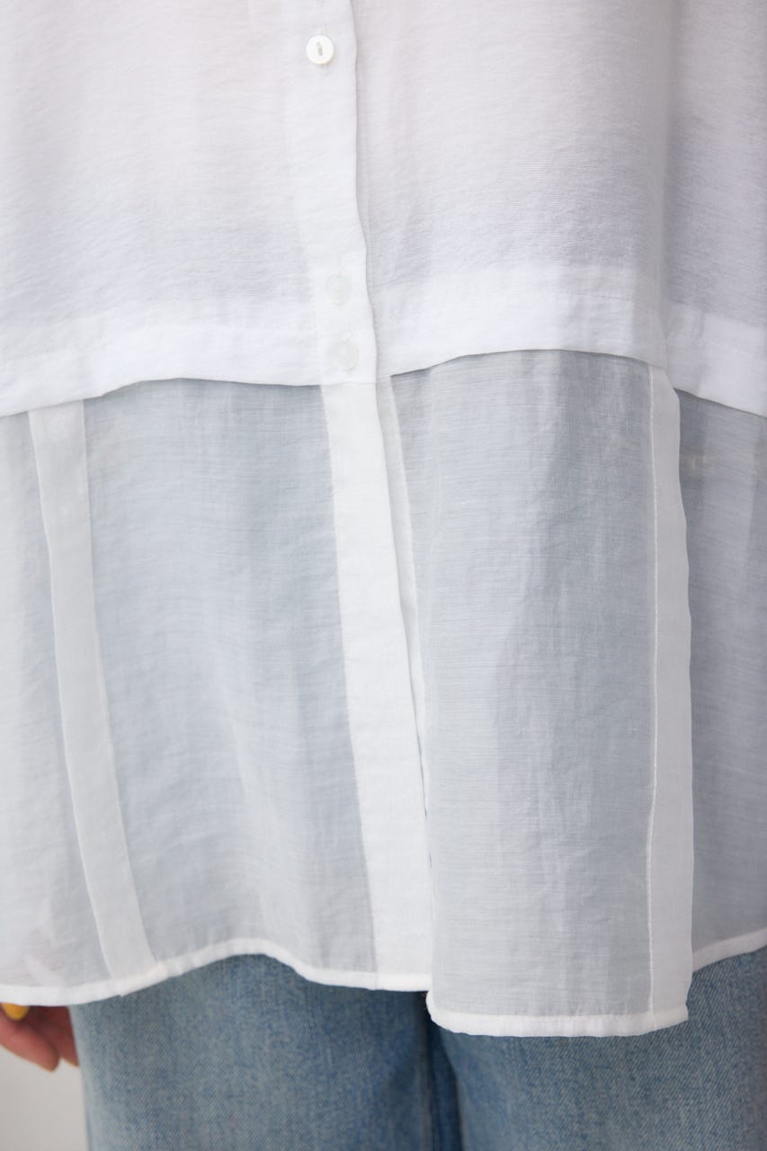 C/T冷感 切替シアーデザインシャツ O/WHT FREE