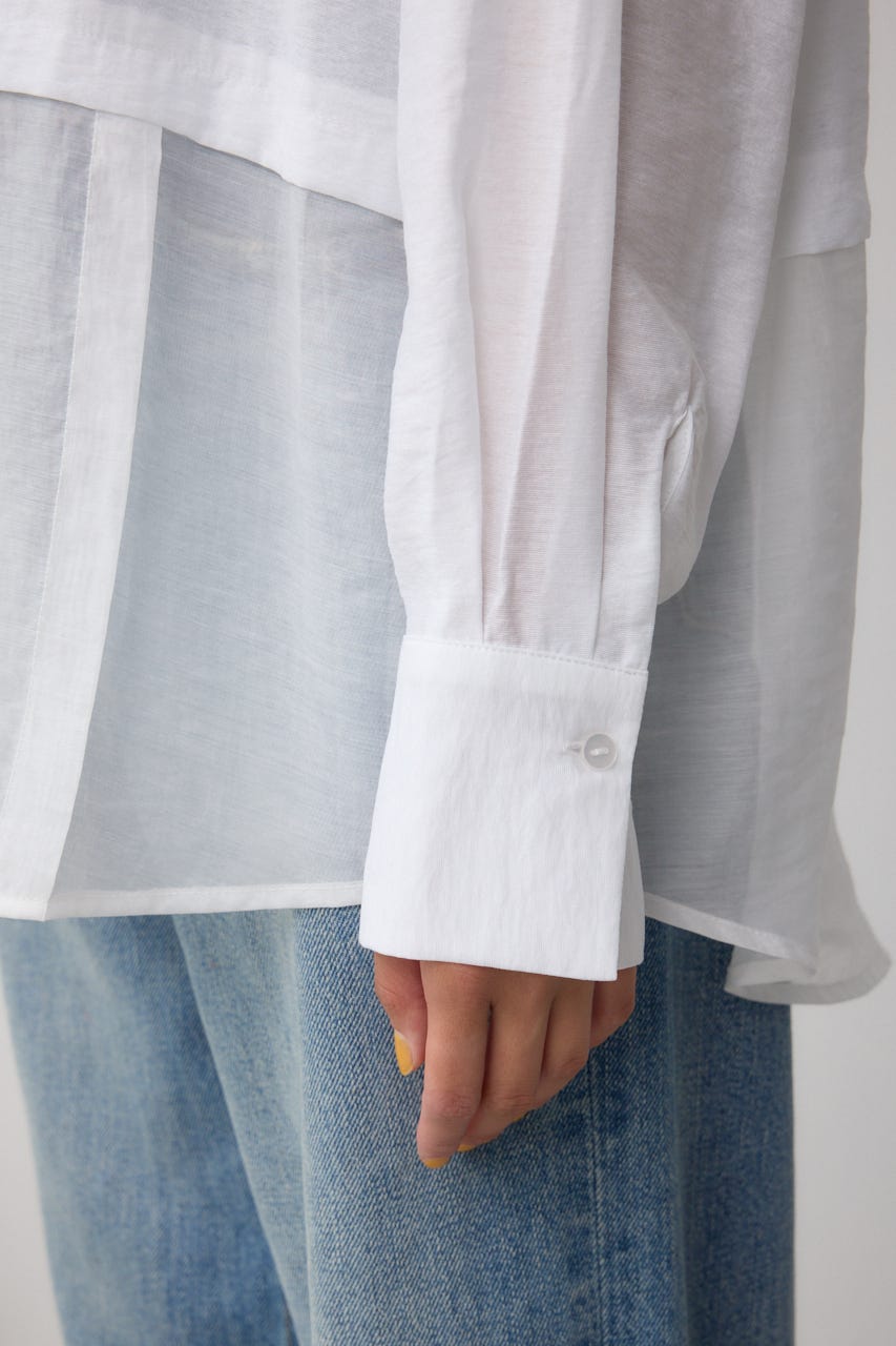 C/T冷感 切替シアーデザインシャツ O/WHT FREE