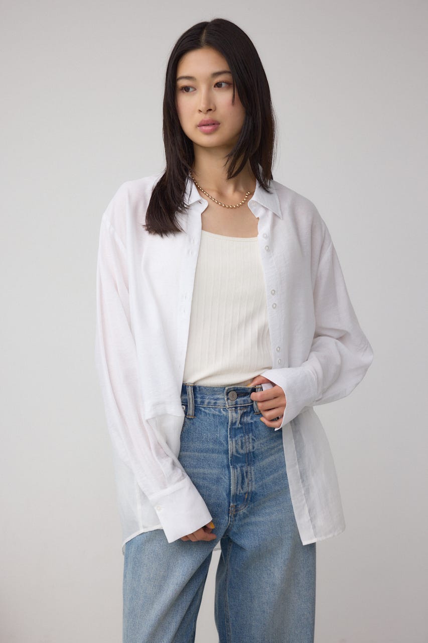 C/T冷感 切替シアーデザインシャツ O/WHT FREE