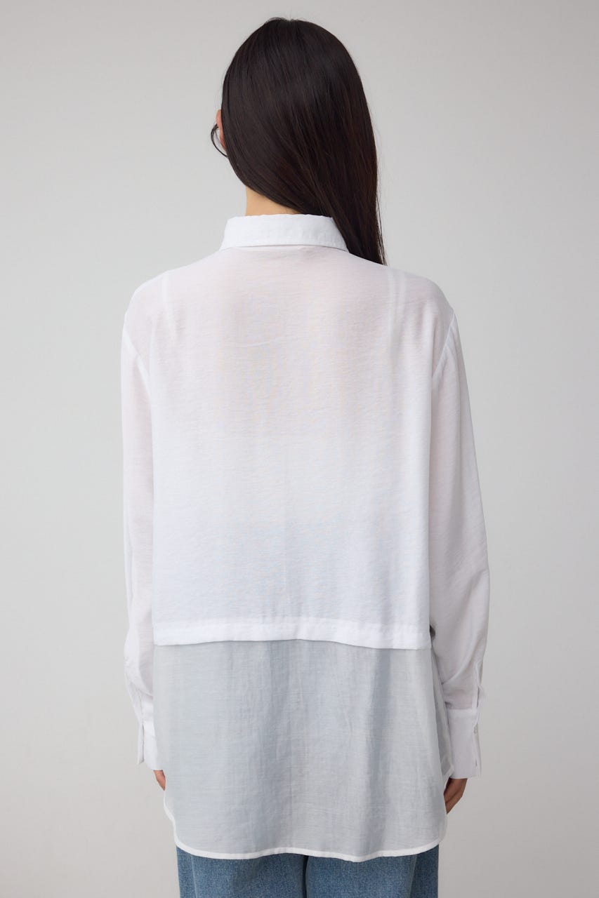 C/T冷感 切替シアーデザインシャツ O/WHT FREE