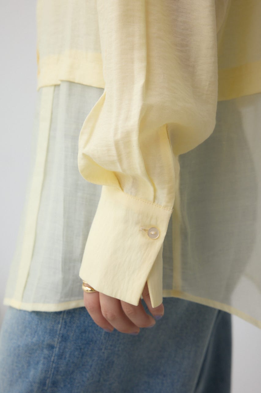 C/T冷感 切替シアーデザインシャツ YEL FREE