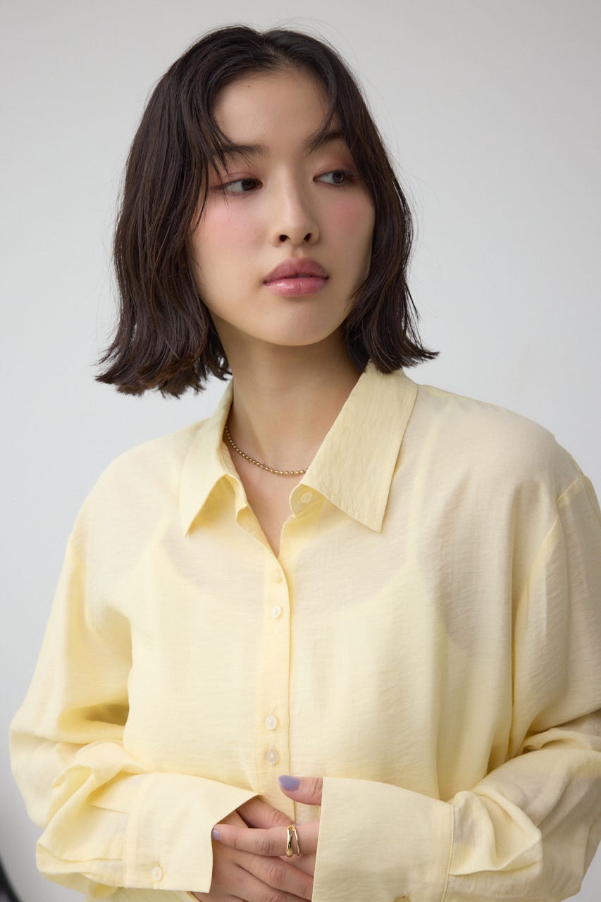 C/T冷感 切替シアーデザインシャツ YEL FREE