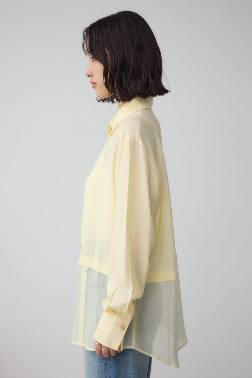 C/T冷感 切替シアーデザインシャツ YEL FREE
