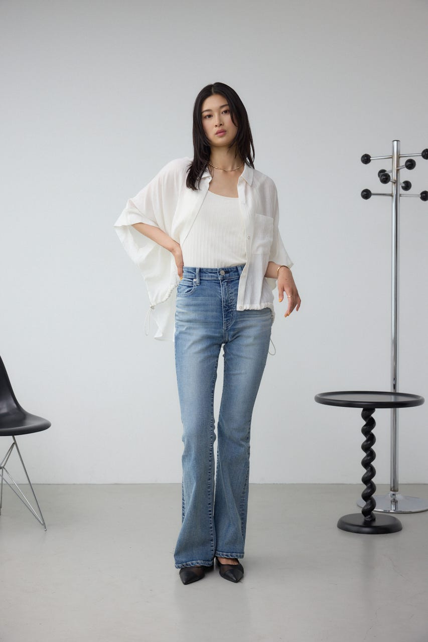 CULLNI 青 長袖シャツ ドローストリング付き CULLNI｜クルニのシャツ/ブラウス（ブルー・ネイビー/青色系
