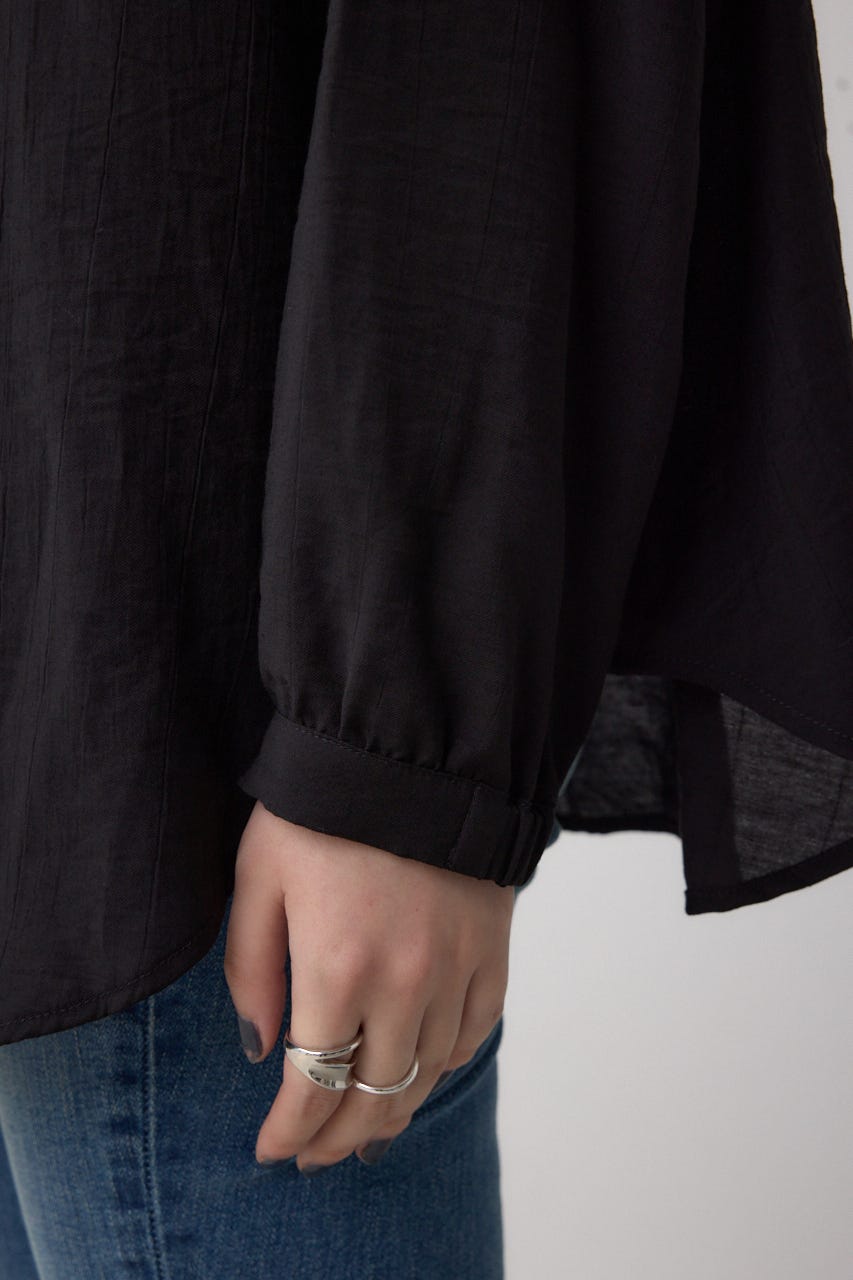 フード付きボタンシャツ BLK FREE