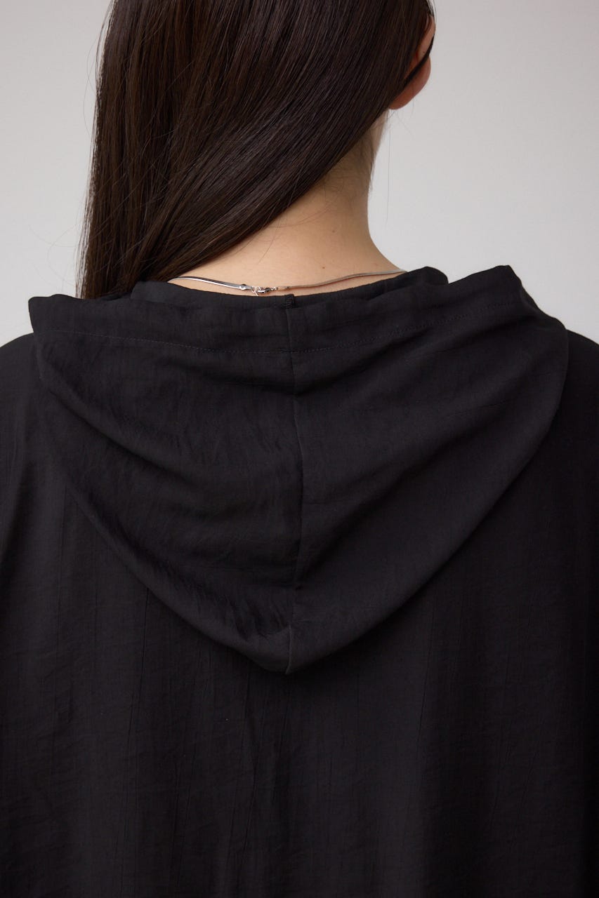 フード付きボタンシャツ BLK FREE