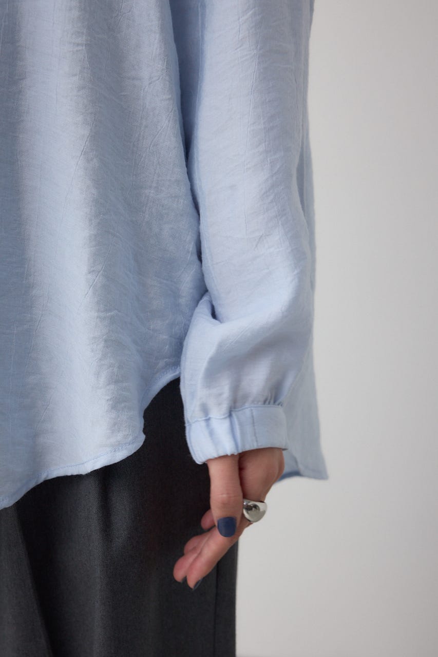 フード付きボタンシャツ BLU FREE