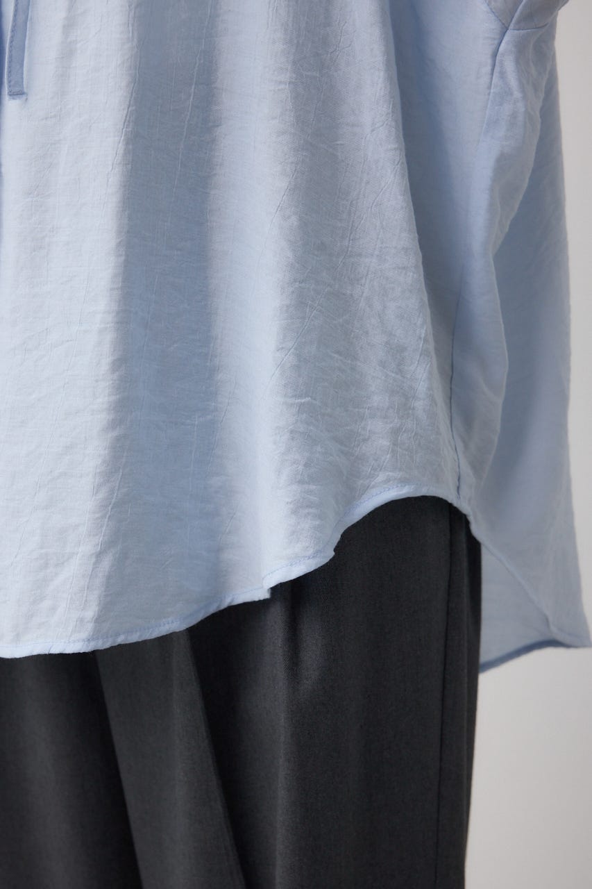 フード付きボタンシャツ BLU FREE