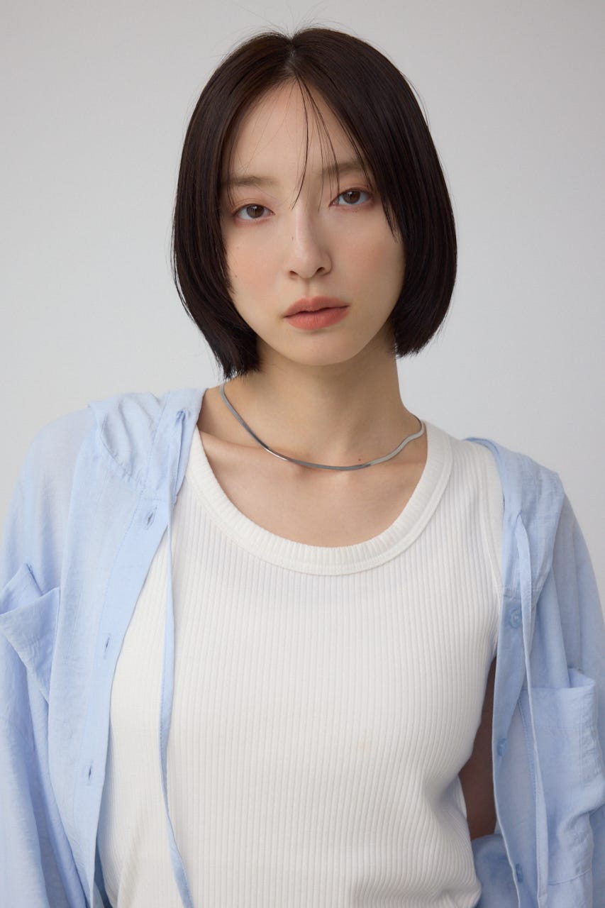 フード付きボタンシャツ BLU FREE