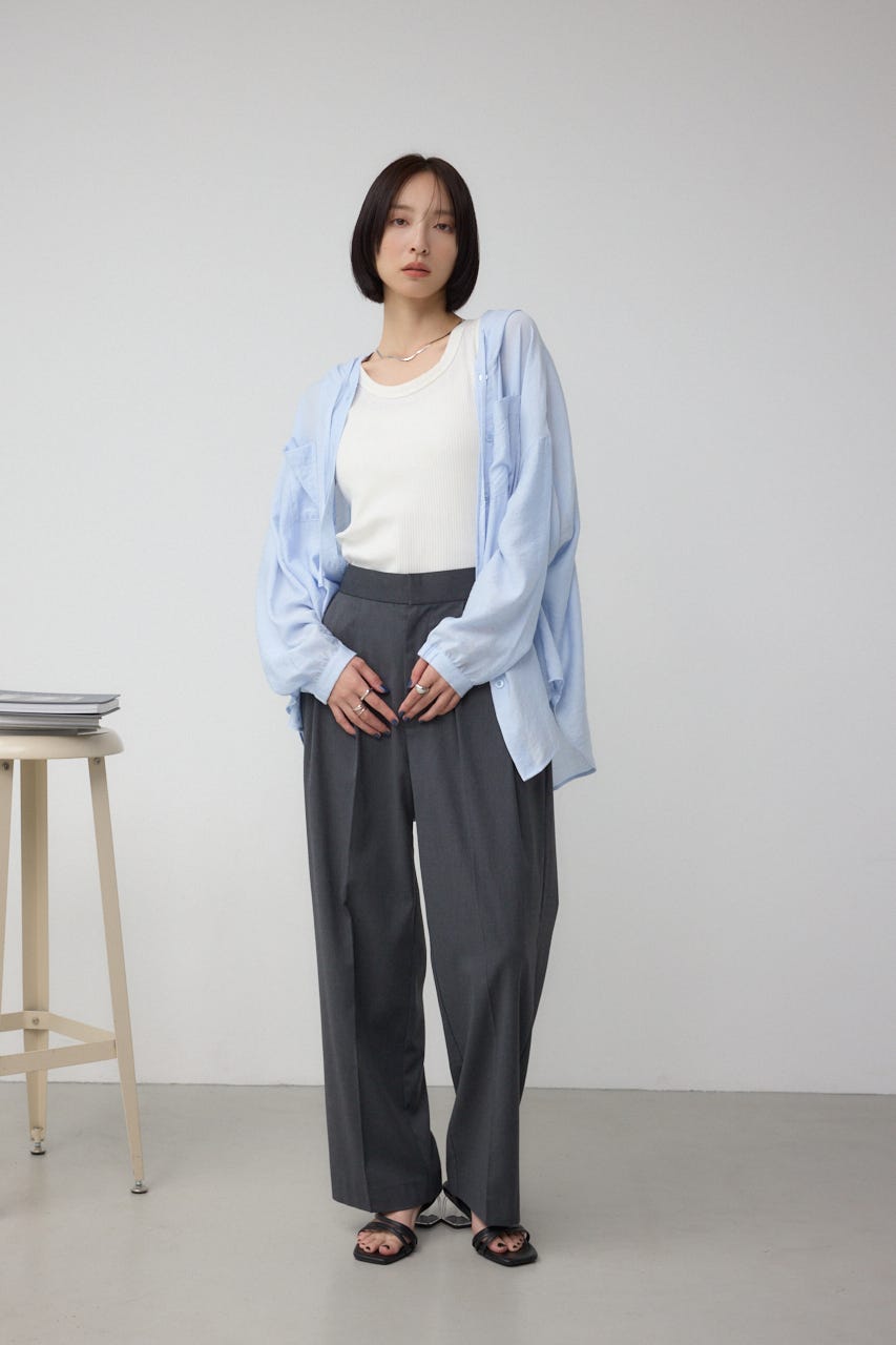 フード付きボタンシャツ BLU FREE