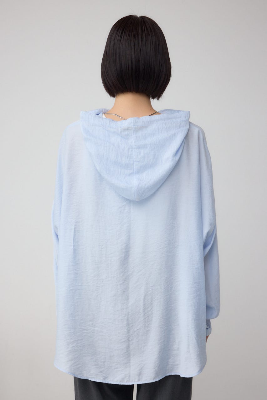 フード付きボタンシャツ BLU FREE